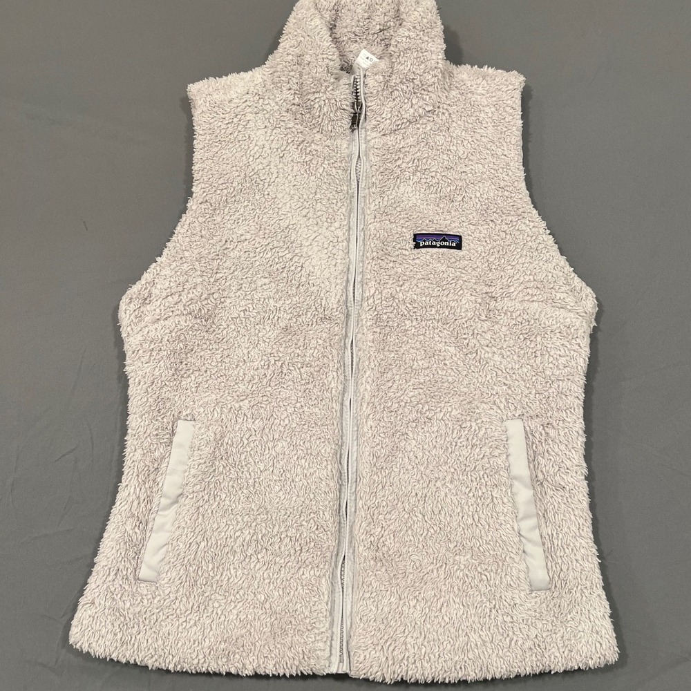 Patagonia Los Gatos Vest Womens Large Grey High Pile Sherpa Fleece Full Zip